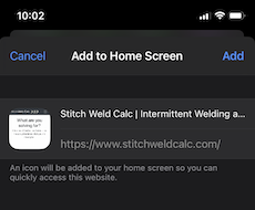 StitchWeldCalc.com web graphic set up web app.