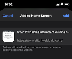 StitchWeldCalc.com web graphic set up web app.